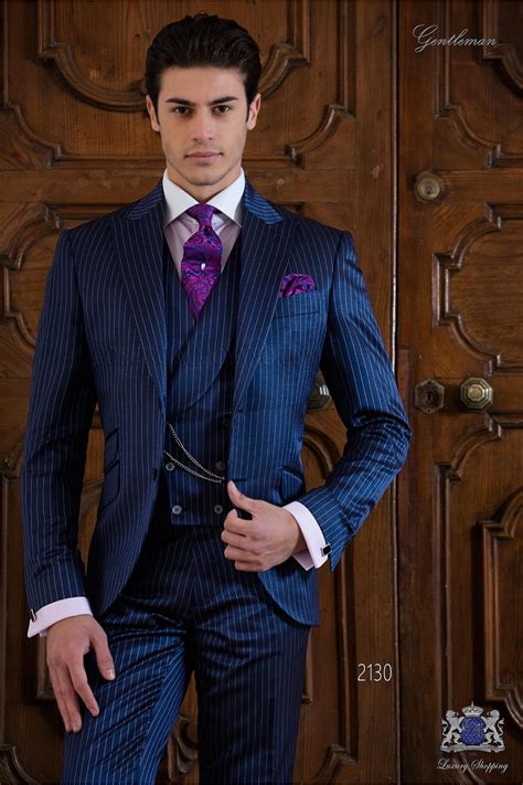 Versace Italian Wool Suit // Blue Pinstripe 